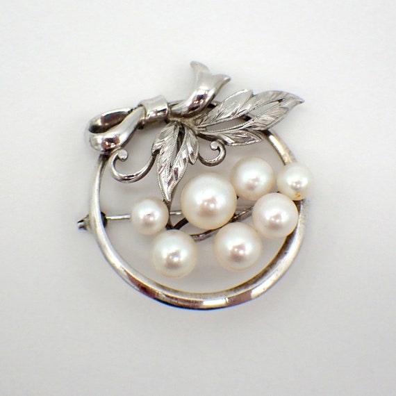 Mikimoto Cultured Pearl Brooch Sterling Silver Etsy Australia