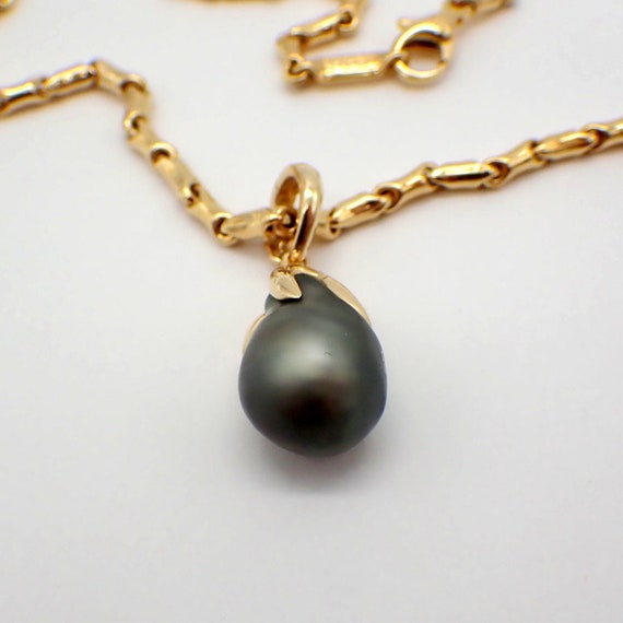 Chimento Chain Necklace Tahitian Pearl Pendant 18… - image 2