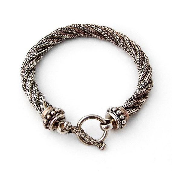 Twist Cable Chain Bracelet Toogle Clasp Sterling … - image 1