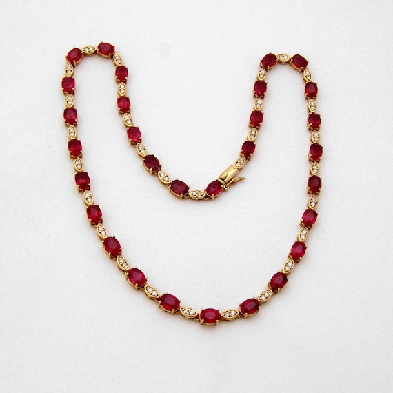 OVAL SHAPED RUBY GOLD PLATED NECKLACE SET – Sanvi Jewels