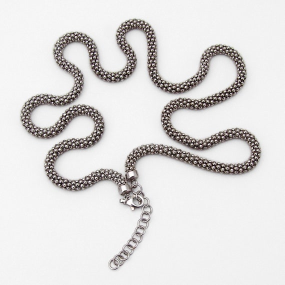 Wide Round Chain Necklace Sterling Silver