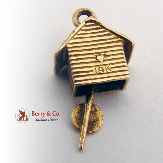 Vintage Cuckoo Clock Charm 14 K Gold - image 3