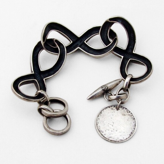 Large Infinity Link Bracelet Toggle Clasp Sterlin… - image 3