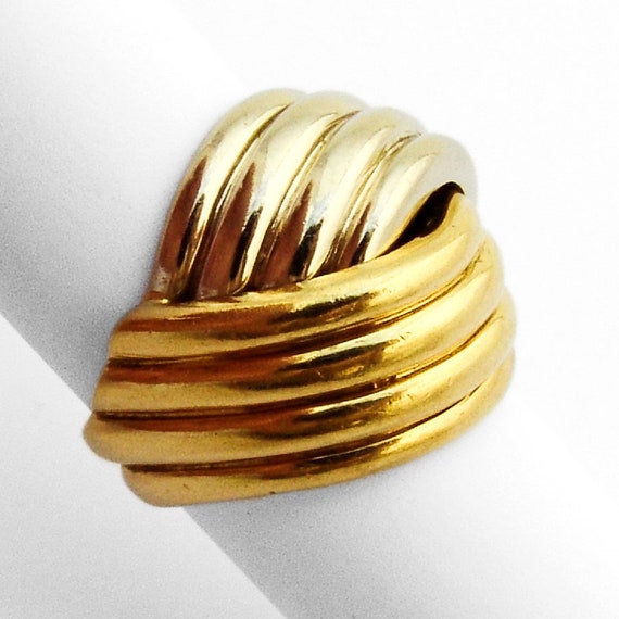 Overlapping Statement Ring Two Tone 18K Gold - image 2
