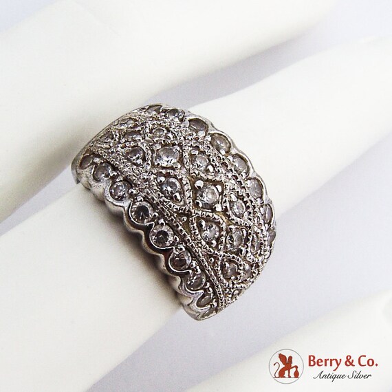 925 Silver Ornate Cubic Zirconia Earrings Item w# 1490