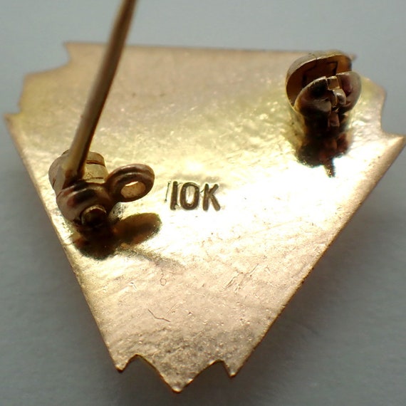 Phi Delta Fraternity Triangular Pin 10K Gold Enam… - image 3