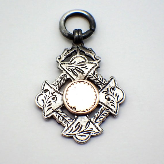 Medal Cross Fob Pendant Sterling Silver Birmingha… - image 1