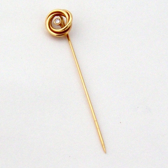 Swirl Motif Stick Pin Diamond Accent 14 K Yellow G