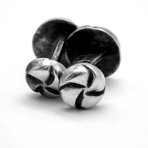 Round Cufflinks Handmade Sterling Silver Mexico - image 2