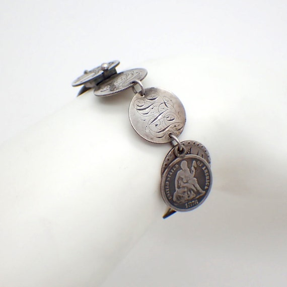 Love Token Coin Link Bracelet Coin Silver Etsy Canada