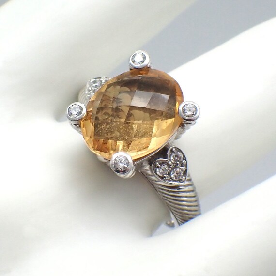 Judith Ripka Citrine CZ Ring Sterling Silver - image 2