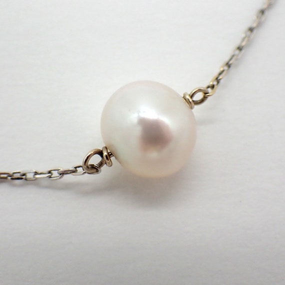 Pearl Station Necklace 18K White Gold - image 4