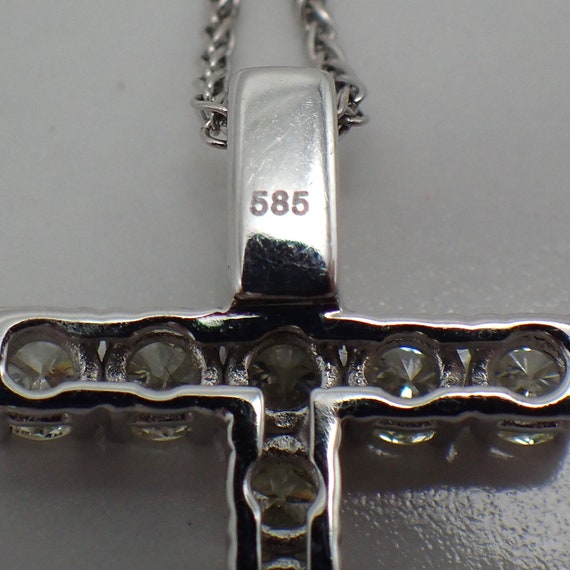 Diamond Cross Pendant Necklace 14K White Gold - image 4