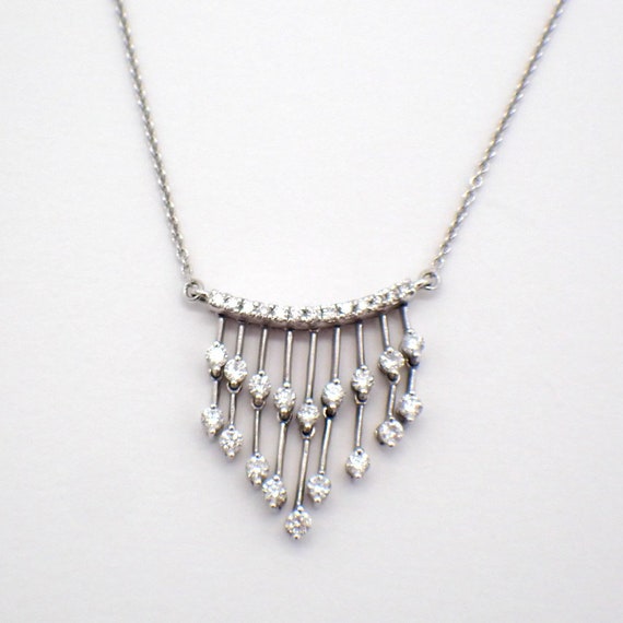 Diamond Tassel Necklace 14K White Gold - image 2