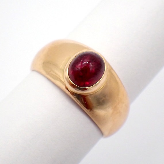 Dark Red Tourmaline Ring Band 14K Gold Mono MA In… - image 2