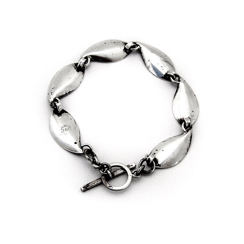Aarre Krogh Foliate Link Bracelet Toggle Clasp Sterling Silver Denmark
