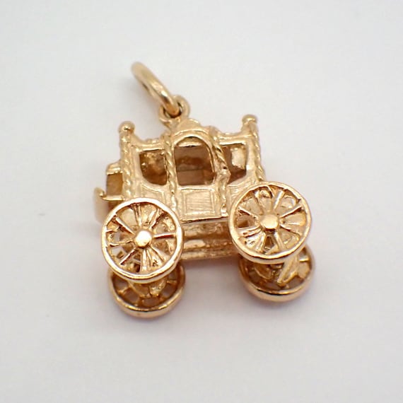 Carriage Charm Pendant 9K Yellow Gold - image 2