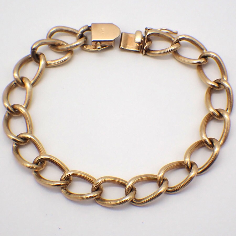 Textured Oval Link Chain Bracelet 14K Gold - Etsy
