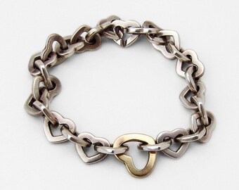 Link Bracelet 18K Gold Sterling Silver 