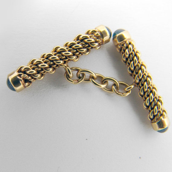 Twist Wire Design Cufflinks Sapphires French 18K … - image 3
