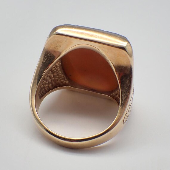 Shell Cameo Ring 14K Gold Three Warriors View 4
