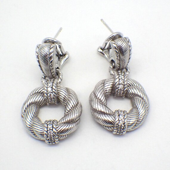 Judith Ripka Dangle Wreath Drop Earrings Sterling… - image 2