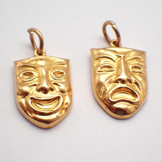 Drama Masks Pendants Set 17K Gold