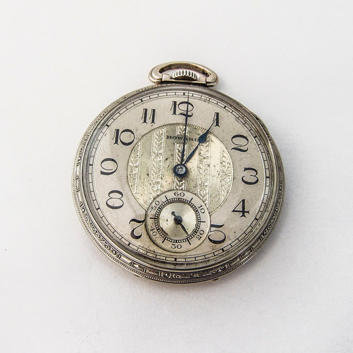 Howard Pocket Watch 17 Jewels White Gold Filled Case Pat 1921 Etsy