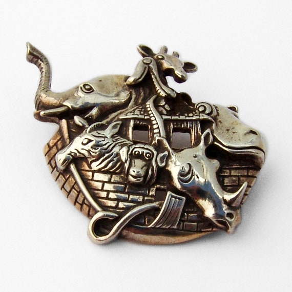 Jezlaine Noahs Ark Brooch Sterling Silver - image 1