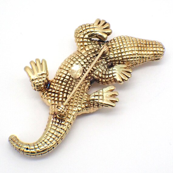 Crocodile Alligator Brooch 14K Yellow Gold - image 2