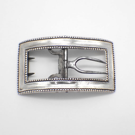 German Silver stamped ladies belt buckle. Customizable German Silver Belt Buckle small scallop – Tom  main image 4