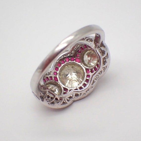 Diamond Ruby Statement Ring Platinum - image 3