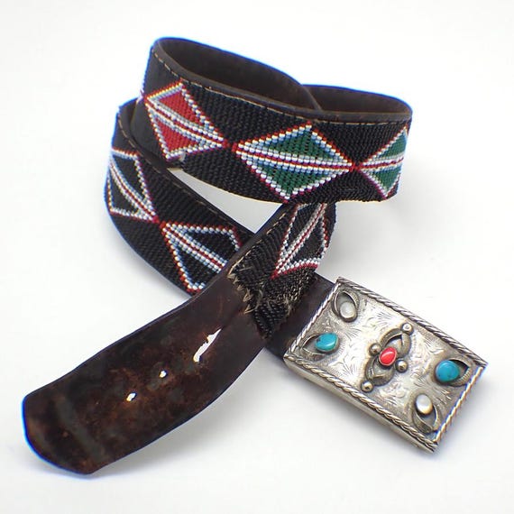 Embellished Brown Belt with Silver Accents Embellished Western Belt Concho Chain Medallion Studs Brown  main image 4