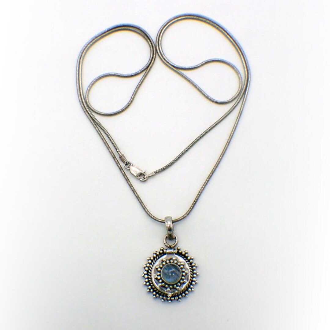 Moonstone Box Pendant Chain Necklace Sterling Silver - Etsy Moonstone Box Pendant Chain Necklace Sterling Silver - Etsy