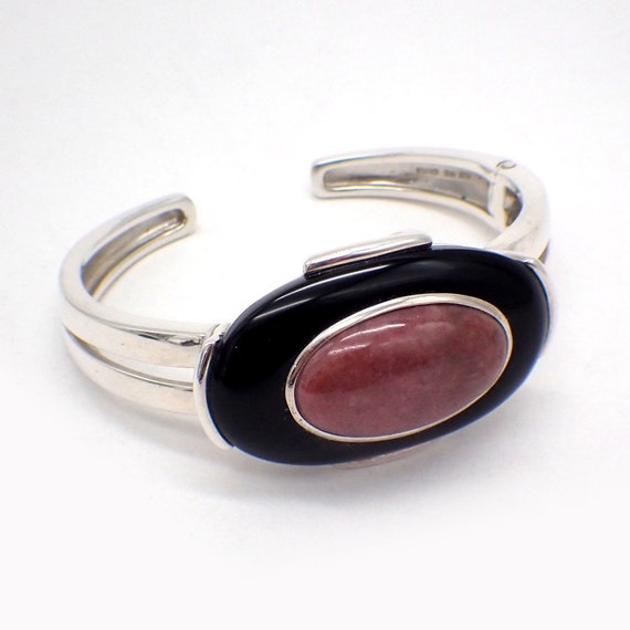 Whitney Kelly Cuff Bracelet Onyx Rhodonite Sterlin