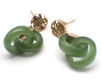 Chinesische Jade und Nephrit Tropfen Ohrringe aus 585er Gold