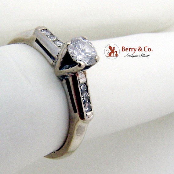 Diamond Engagement Ring 14K White Gold - image 1