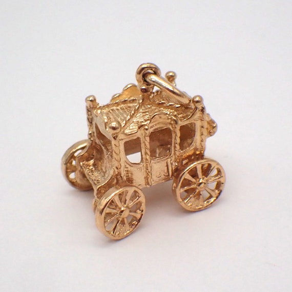 Carriage Charm Pendant 9K Yellow Gold - image 1