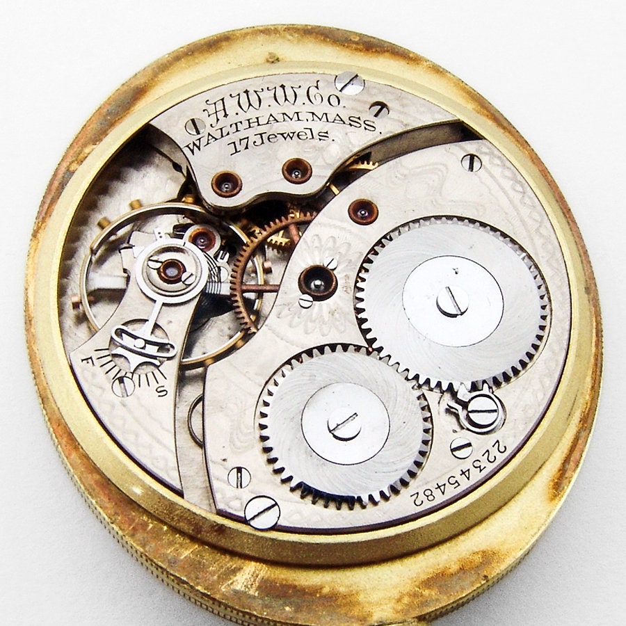 ウォルサム 懐中時計 エルジン 長方形ケース 18K ゴールド