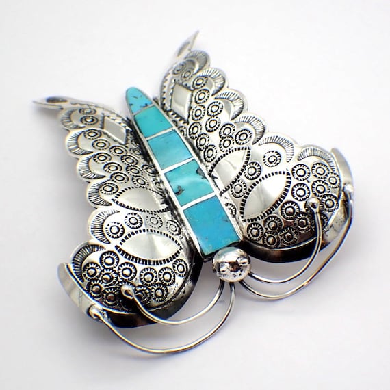 Butterfly Brooch Turquoise Sterling Silver Federic