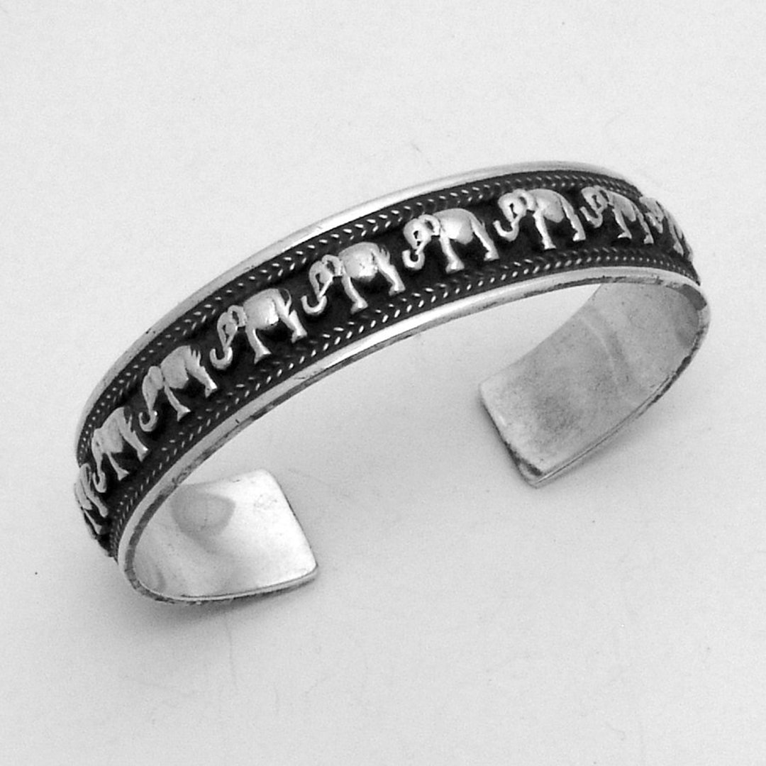 Sterling silver elephant cuff bracelet deals