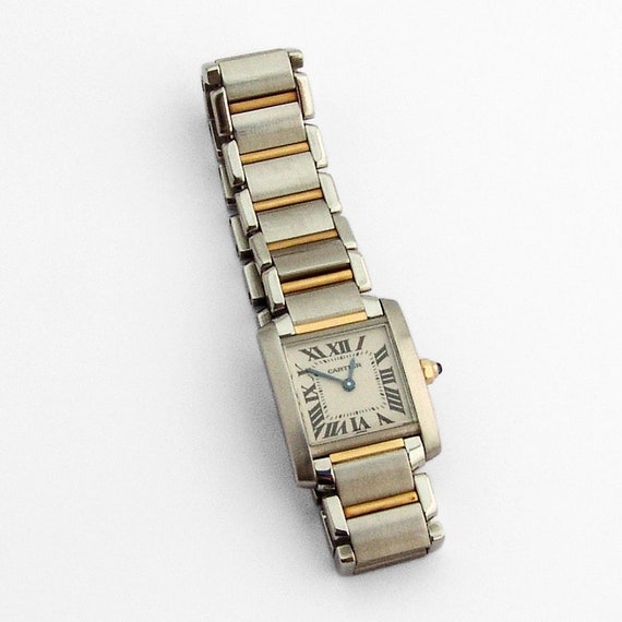 Cartier Tank Watch Two Tone Bracelet 