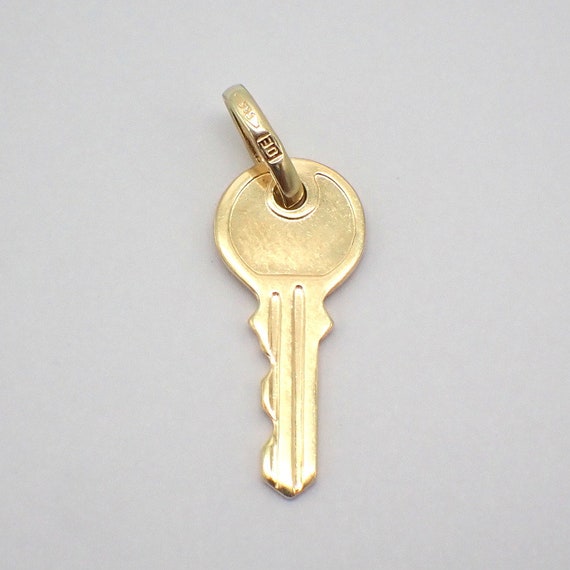 Key Charm Pendant 14K Gold Italy - image 1