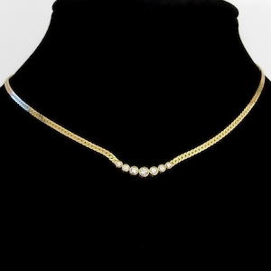 Seven Stone Diamond Necklace 14K Gold Chain