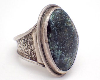 Western Style Turquoise Statement Ring Sterling Silver