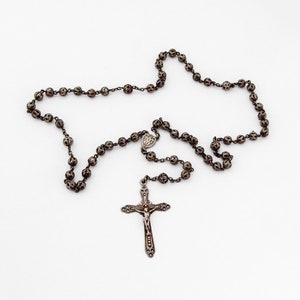 Filigree Bead Rosary Crucifix Cross Pendant 835 Silver