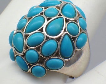 Michael Dawkins Turquoise Cluster Ring Sterling Silver