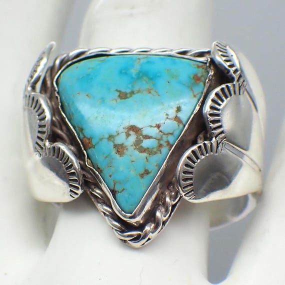 Navajo Triangular Turquoise Ring Sterling Silver