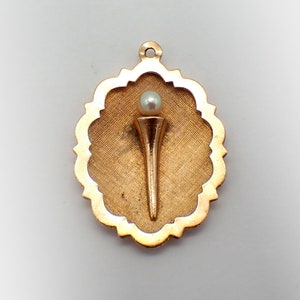 Golf Ball On Tee Pendant Charm 14K Yellow Gold Pearl