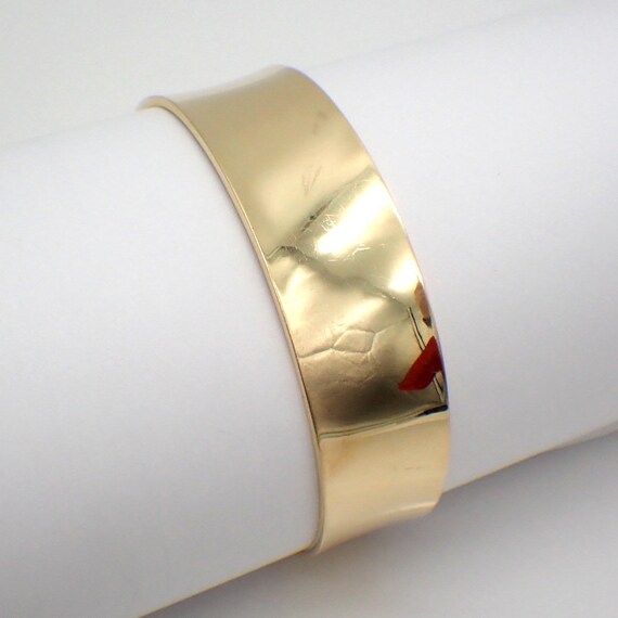 Wide Cuff Bracelet 14K Gold Italy - image 2